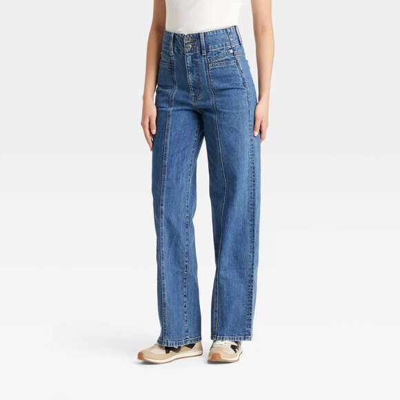 NEW Universal Thread Women's High-Rise Tailored Wide Leg Jeans Medium Wash - Picture 1 of 3